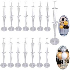 PIBIMoicy 15pcs Balloon Stand Kits with 105 Sticks, Cups & Bases, Reusable Plastic, Unisex, All Ages, for Table Centerpieces, Birthday, Baby Shower, Wedding, Graduation, Festivals etc.