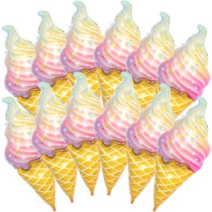 PIBIMoicy 12 Pieces Rainbow Ice Cream Foil Balloons Party Decorations Sweet Candy Food Summer Beach Party Supplies Birthday Baby Shower Party favors