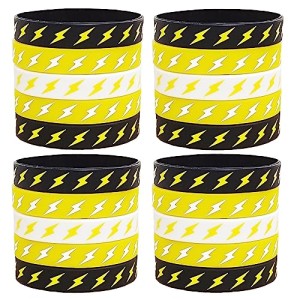 PIBIMoicy 24 Pcs Lightning bolt Rubber Bracelets Silicone Wristbands,for Flash Weather Birthday Gender reveal Baby shower Party Favors Supplies Decorations Favors