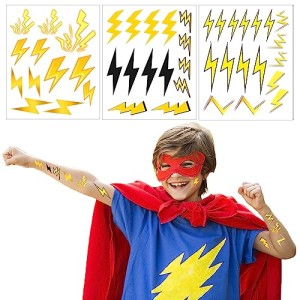 PIBIMoicy 430 Pcs Lightning Bolt Tattoos Temporary Stickers,for Flash Weather Birthday Gender reveal Baby shower Party Favors Supplies Decorations Favors Goodie Bag Stuffers Prize