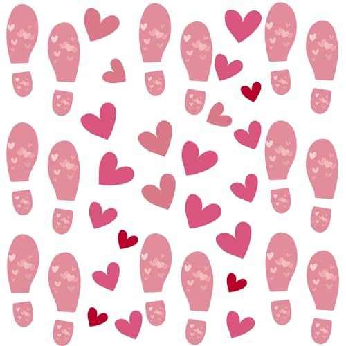 PIBIMoicy 16PCS Valentines Day Footprints Floor Decals Heart Foot Floor Clings Self-Adhesive Valentine's Day Party Decorations Supplies Favors Sticker for Floor Home Window Wall Decor(8 Pairs)