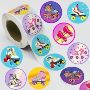 PIBIMoicy 500 Pcs Roller Skate Stickers,80s 90s Roller Skating Hip Hop Birthday Party Favors Supplies Decorations Goodie Bag Stuffers Prize Labels