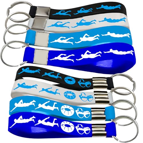 PIBIMoicy 24PCS Swimming Silicone Keychains Party Favors Music Rubber Keyrings -Swimming Action Party Favors Sport Birthday Baby Shower Party Gifts