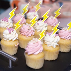 PIBIMoicy 36 Pieces Lightning bolt Cupcake Toppers - for Flash Weather Birthday Gender reveal Baby shower Party Favors Supplies Cake Decorations