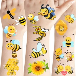 PIBIMoicy 400 Pcs Cute Bee Tattoos Temporary Stickers - Insect Party Supplies Decorations Honey Themed Birthday Baby Shower Party Gifts Tattoos